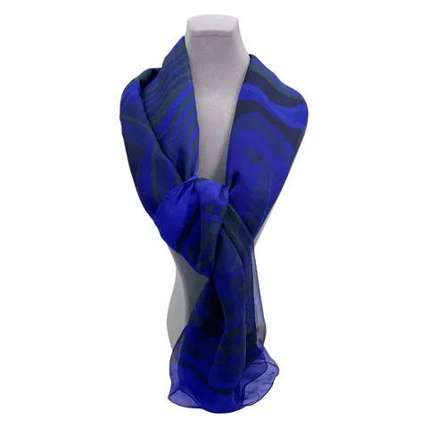 Hermes Navy Blue Purple Silk Scarf - 1