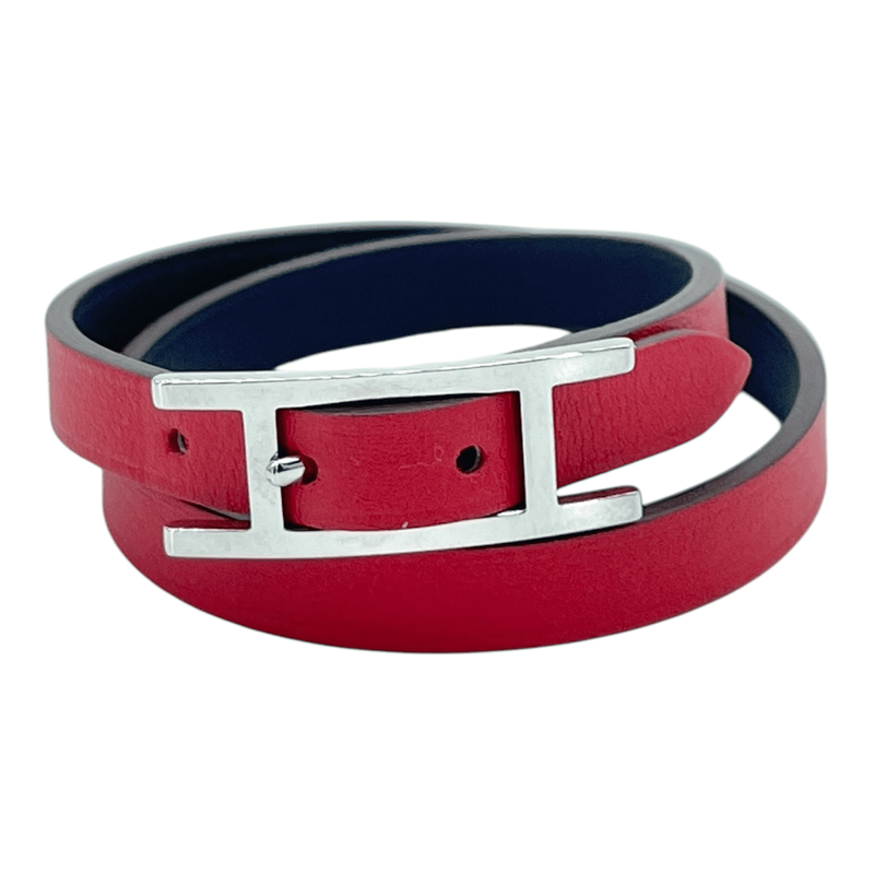 Hermes Red Leather Behapi Double Bracelet - 1