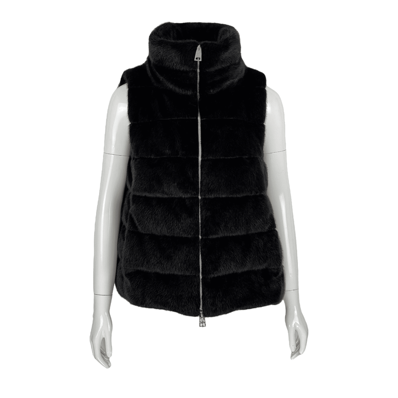 Herno Black Faux Fur Waistcoat IT40 - 1