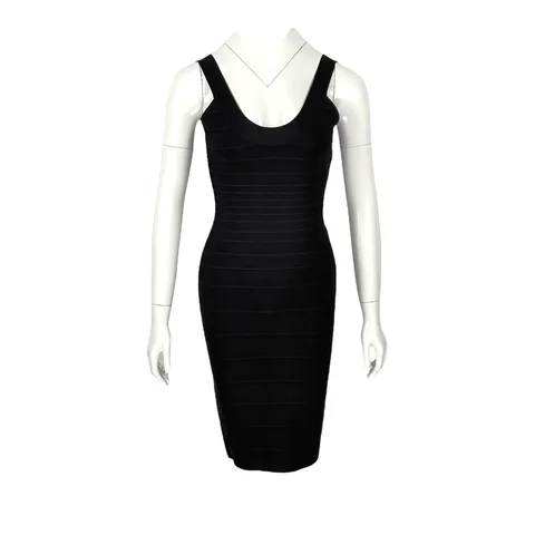 Herve Leger Black Stretch Sleveless Dress S - 1