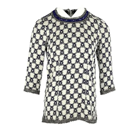 Isabel Marant Blue Patterned Jacquard Embellished Top 36 - 1