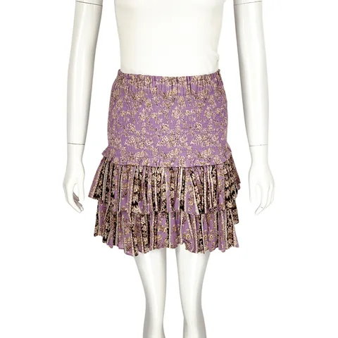 Isabel Marant Lilac Naomi Floral Print Ruffled Skirt 34