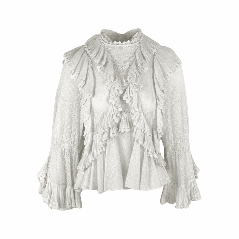 Isabel Marant White Long Sleeve Laced Blouse 38 - 1