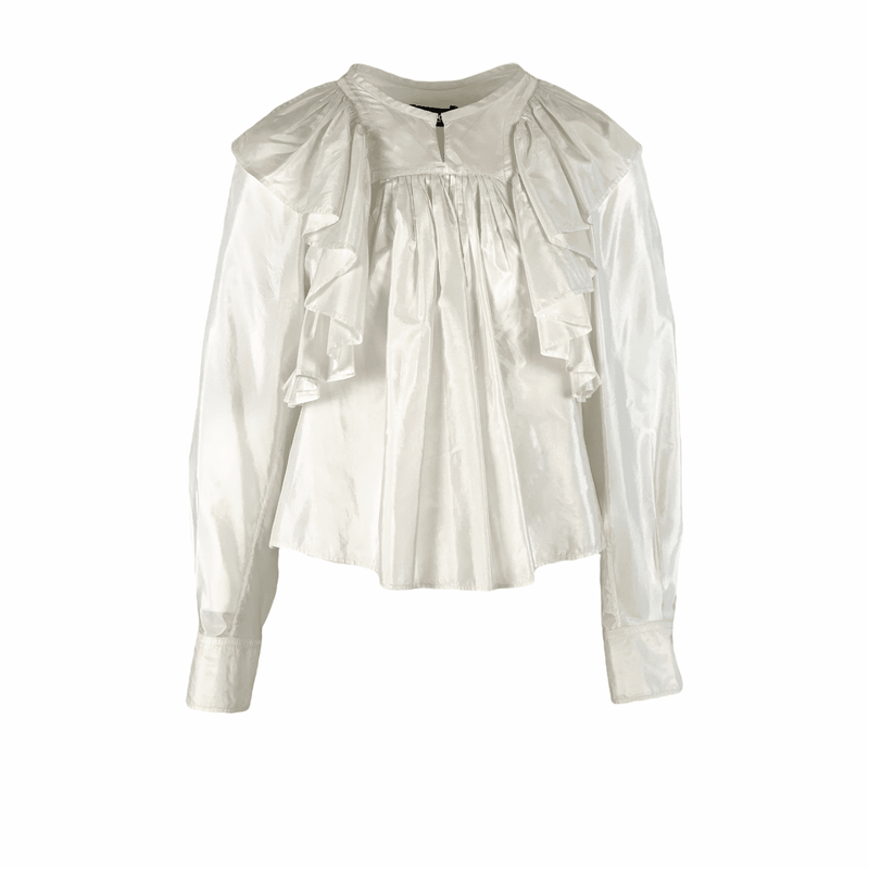 Isabel Marant White Shiny Flywheel Blouse 36 - 1