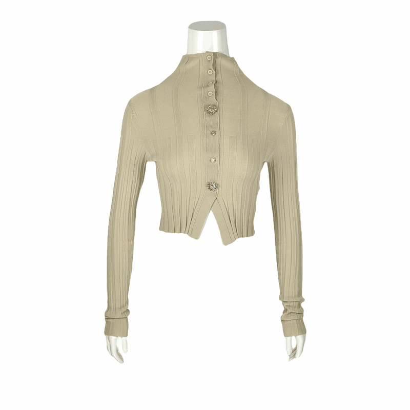 Jacquemus Beige Ribbed Button Blouse 34 - 1