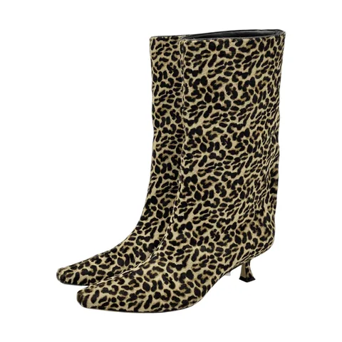 Jimmy Choo Leopard Pony Hair High Boots 37 - 1