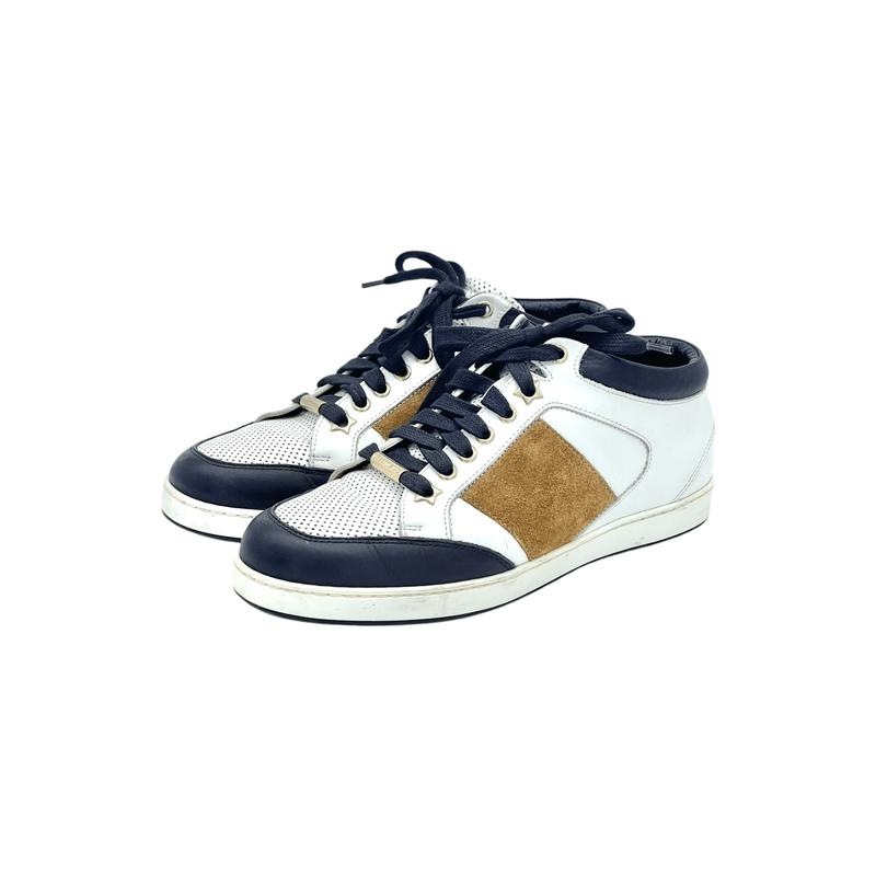 Jimmy Choo White Brown Leather Sneakers 36.5 - 1