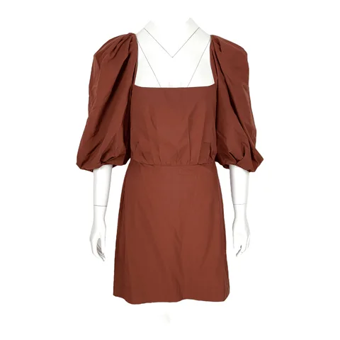 Johanna Ortiz Brown Balloon Sleeve Dress 4