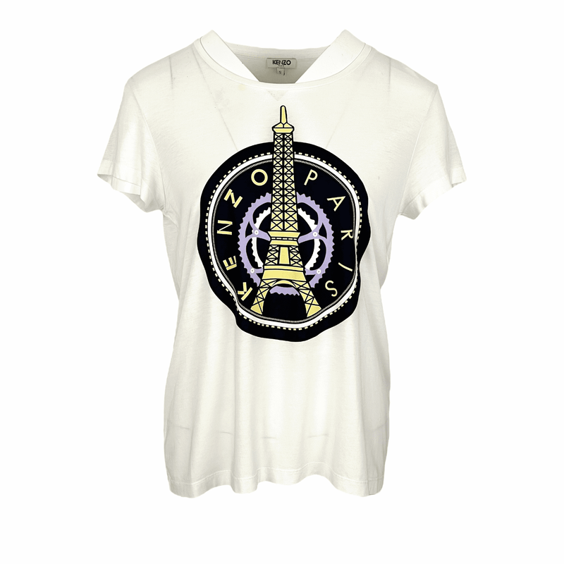 Kenzo Eiffel Tower Print White Tshirt S - 1
