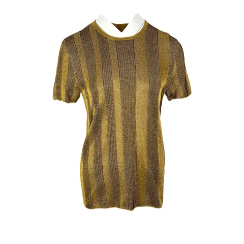Louis Vuitton Black Gold Viscose Tshirt L - 1