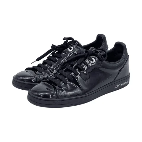 Louis Vuitton Black Patent Leather Low Top Lace Up Sneakers 39 - 1