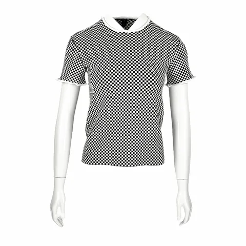 Louis Vuitton Black White Micro Check Knit Top S - 1