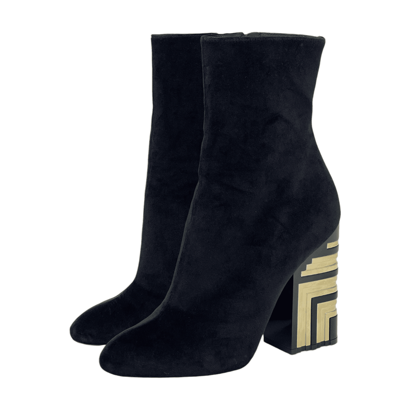 Louis Vuitton Black Velvet Monumenta Ankle Boots 40 - 1
