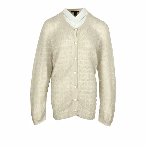 Louis Vuitton Ecru Button Detail Plaid Cardigan S - 1