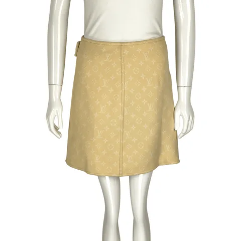 Louis Vuitton Pastel Yellow Double Face Monogram A Line Mini Skirt 36 - 1