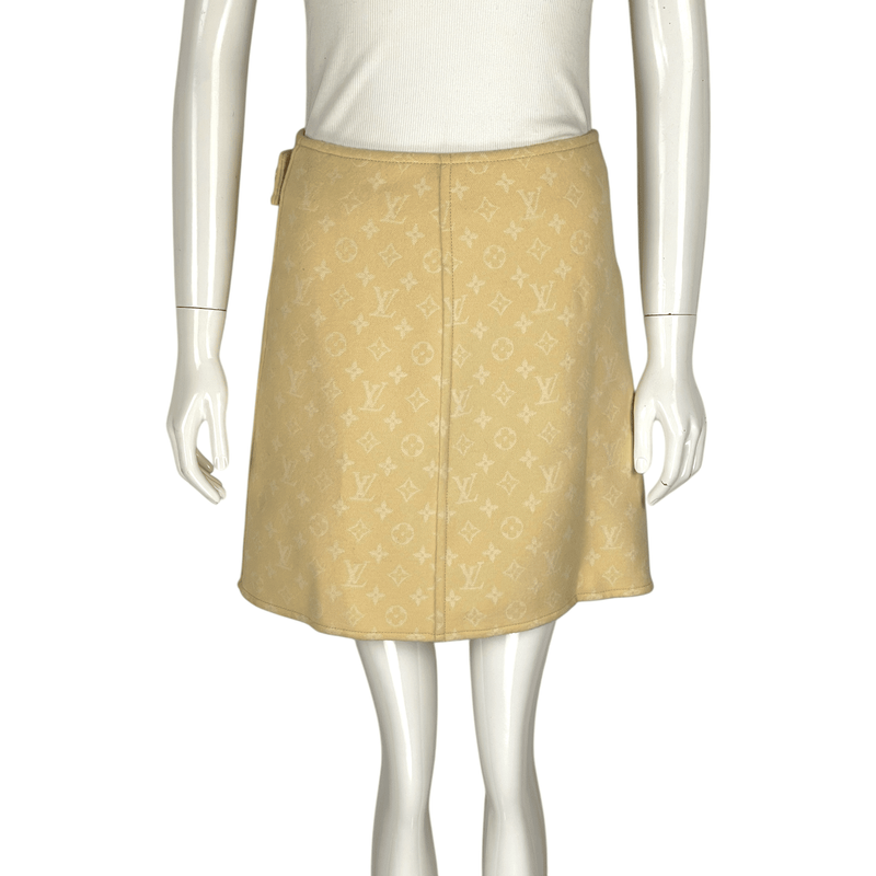 Louis Vuitton Pastel Yellow Double Face Monogram A Line Mini Skirt 36 - 1