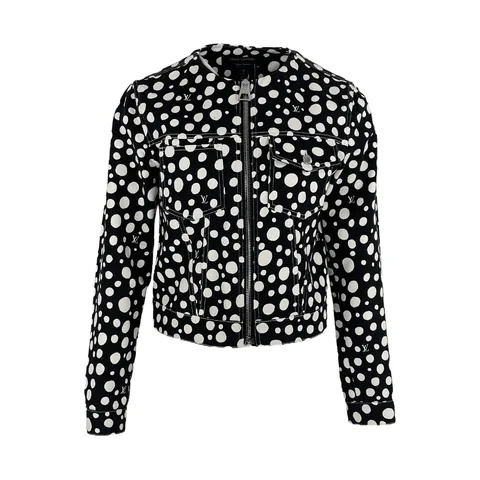 Louis Vuitton Yayoi Kusama Infinity Dots Zip Up Black White Jacket 38 - 1