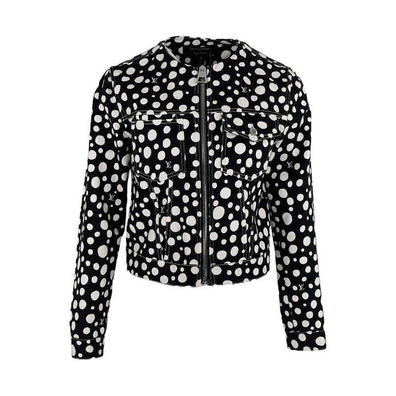 Louis Vuitton Yayoi Kusama Infinity Dots Zip Up Black White Jacket 38 - 1