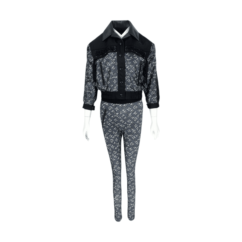 Louis Vuitton Black Grey Monogram Shadow Jacket 36 Pants 34 - 1