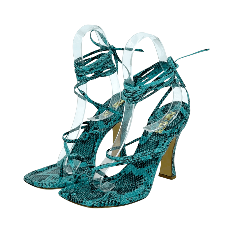 Paris Texas Blue Mirta Lace Up Heel Sandals 40 - 1