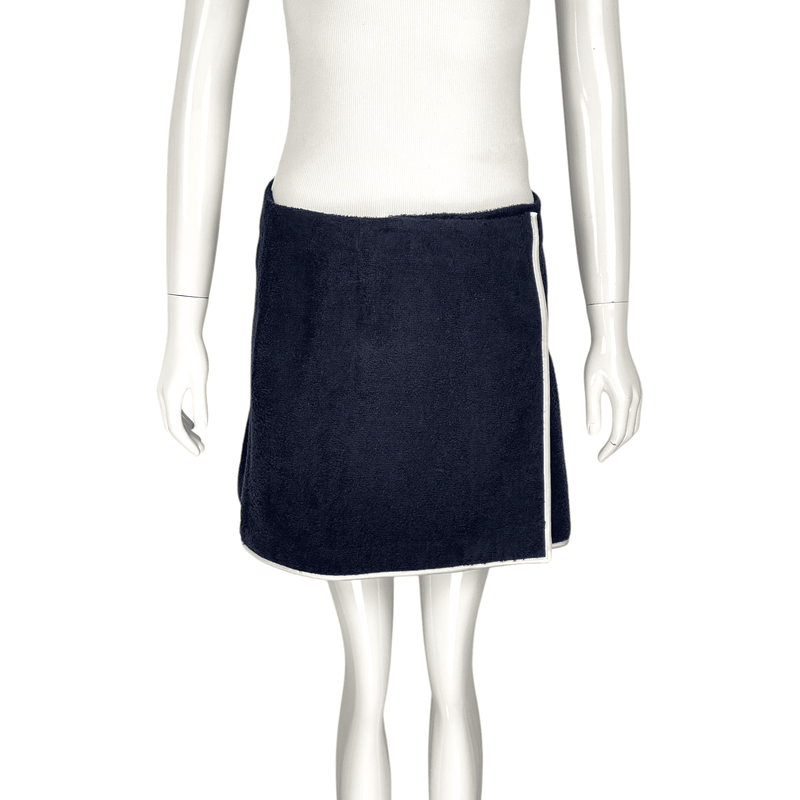 Prada Navy Blue Towel Cotton Logo Plaque Mini Skirt IT42 - 1
