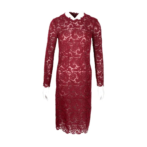 Prada Burgundy Lace Long Sleeve Dress IT40