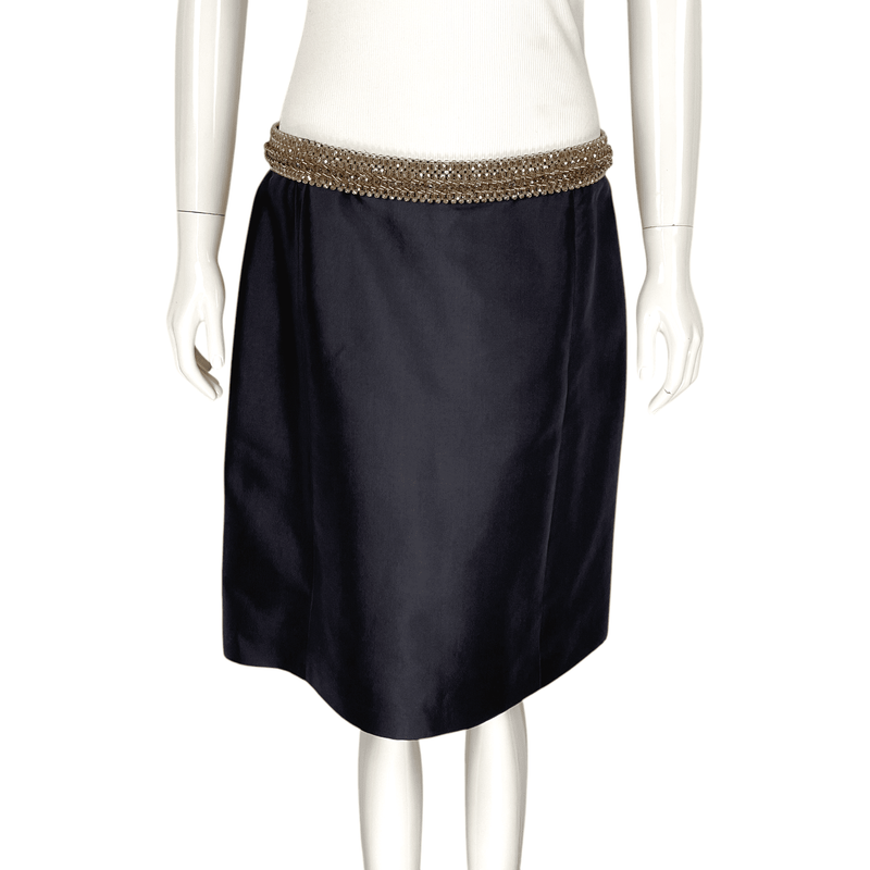 Prada Black Crystal Embroidered Skirt IT44 - 1