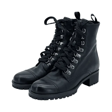 Prada Black Leather Lace Up Combat Boots 36 - 1