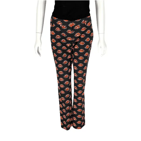 Prada Black Lips Pattern Pants IT38