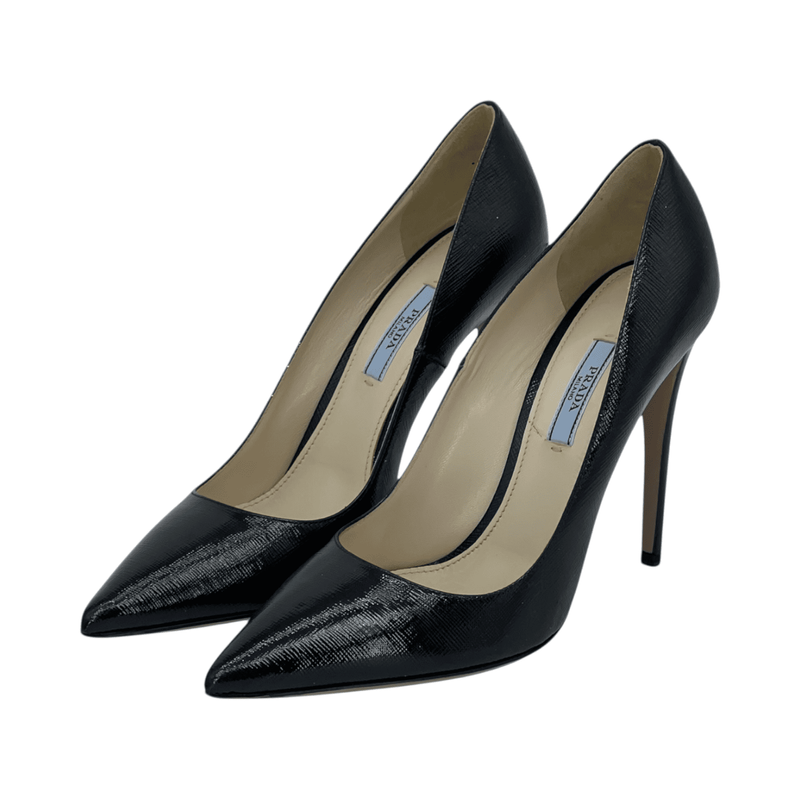 Prada Black Saffiano Leather Stiletto 40 - 1