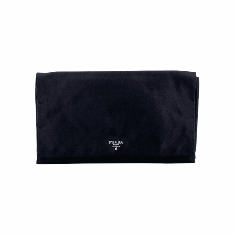 Prada Black Satin Pochette Flap Clutch - 1