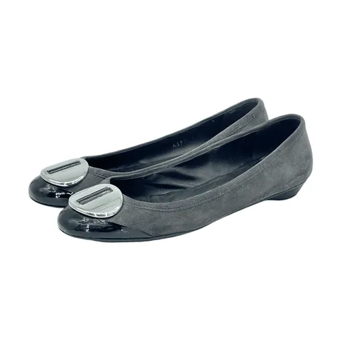 Prada Grey Suede Patent Leather Ballet Flats 38.5 - 1