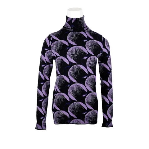 Prada Purple Turtleneck Sweater With Geometric Pattern IT40