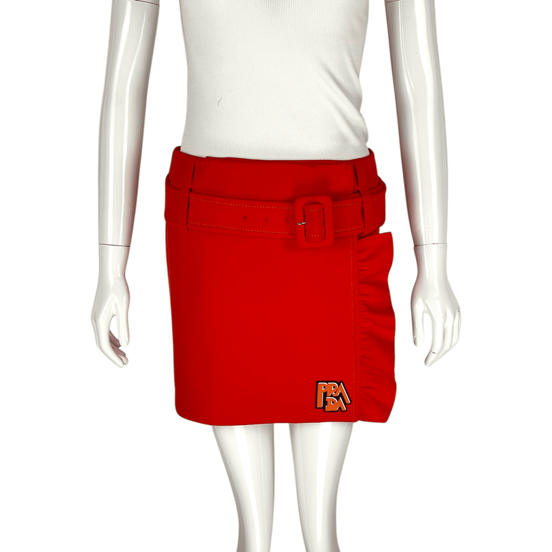 Prada Red Logo Mini Skirt 36 - 1