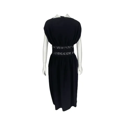 Proenza Schouler Black Stretch Crepe Crochet Knit Stone Embellished Dress 4