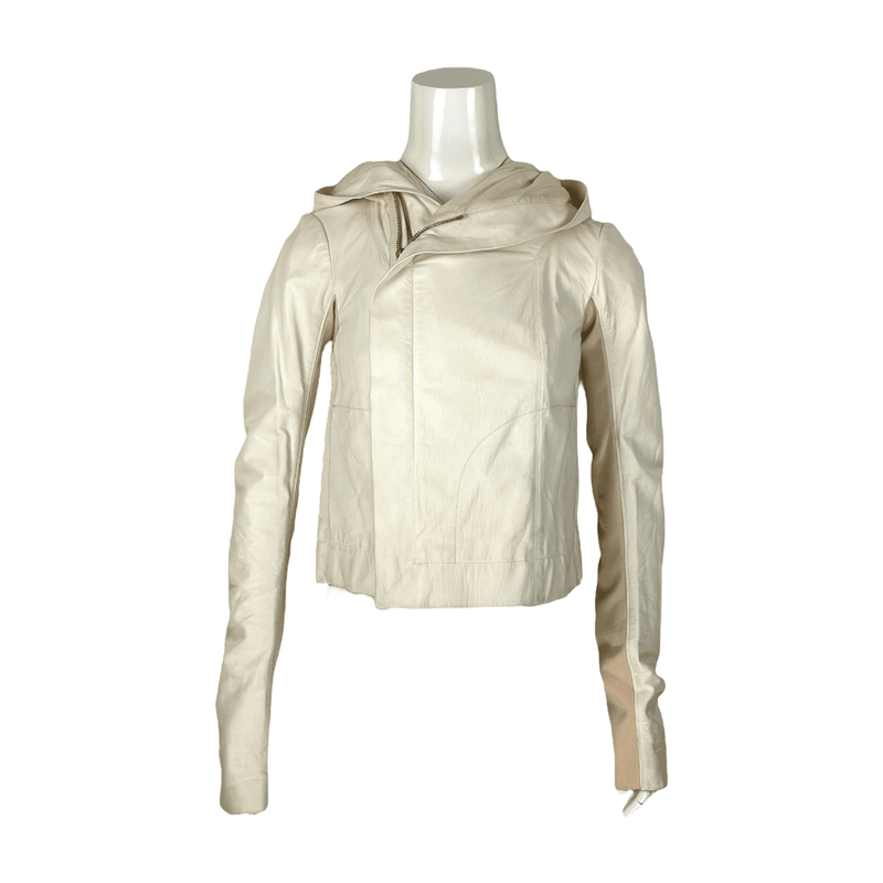 Rick Owens Ecru Leather Biker Jacket IT42 - 1