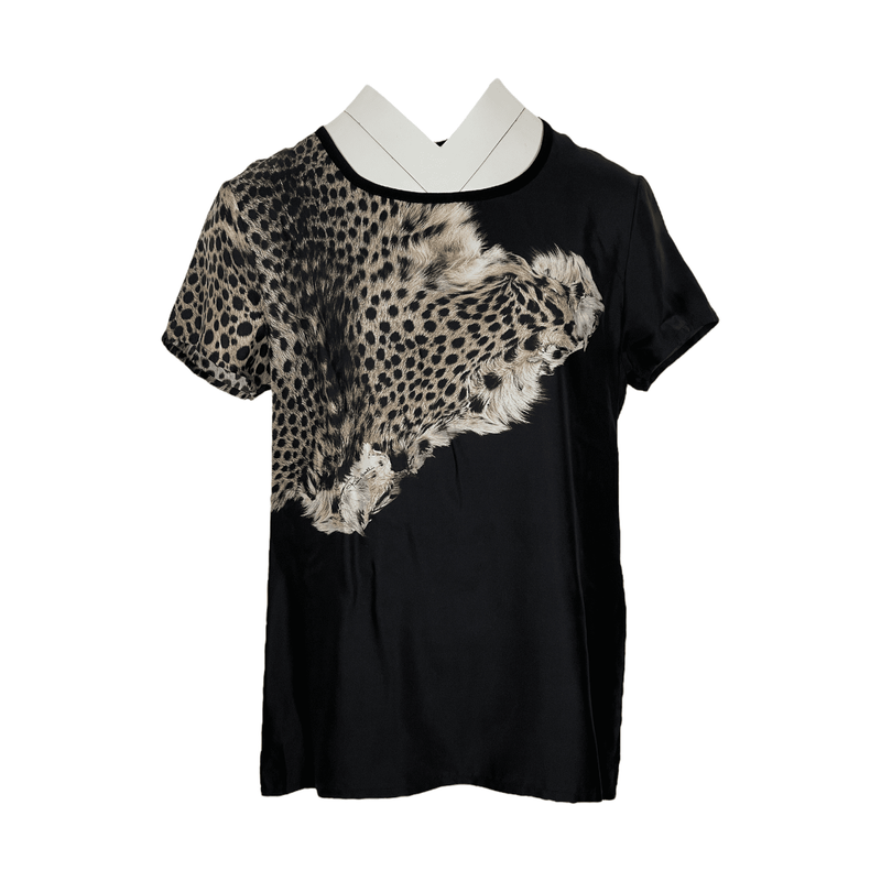 Roberto Cavalli Black Leopard Print Silk Blouse IT44 - 1