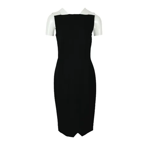 Roland Mouret Black White Sleeveless Zip Dress 40 - 1