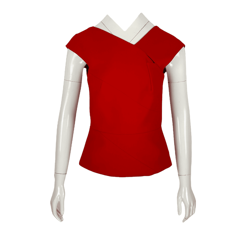 Roland Mouret Red Cardoba Top Blouse 36 - 1