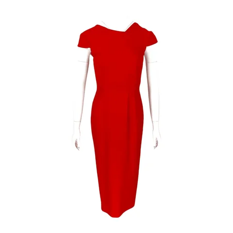 Roland Mouret Red Wool Grendon Crepe Dress 34