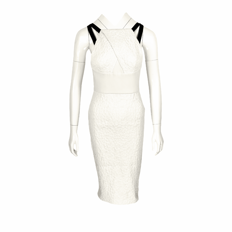 Roland Mouret White Sleeveless Low Cut Back Dress S - 1