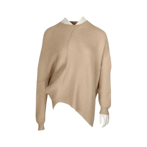 Stella McCartney Cream Wool Ribbed Crew Neck Sweater IT42 - 1