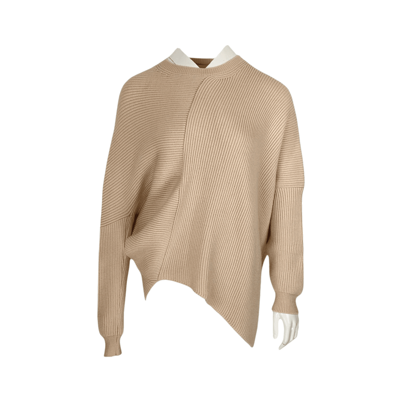 Stella McCartney Cream Wool Ribbed Crew Neck Sweater IT42 - 1