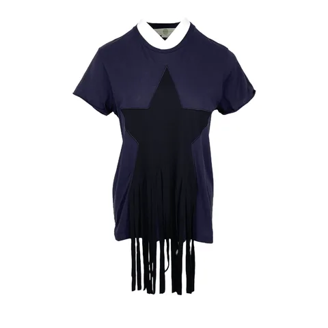 Stella McCartney Fringe Star Detail Navy Blue Tshirt 38 - 1