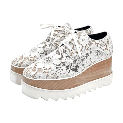 Stella McCartney White Lace Elyse Platform Sneakers 37.5