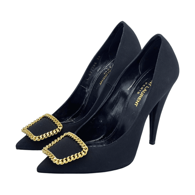 Saint Laurent Black Canvas Sulpice Heels 38 - 1
