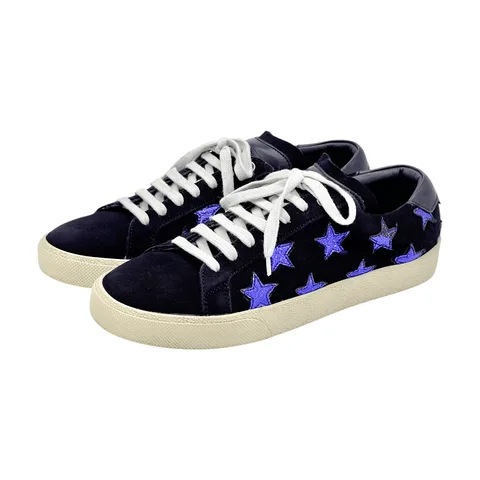 Saint Laurent Black Blue Star Suede Sneakers 39.5 - 1