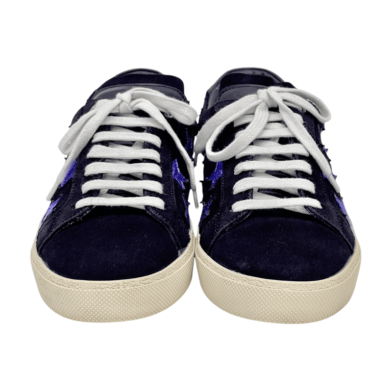 Saint Laurent Black Blue Star Suede Sneakers 39.5 - 2