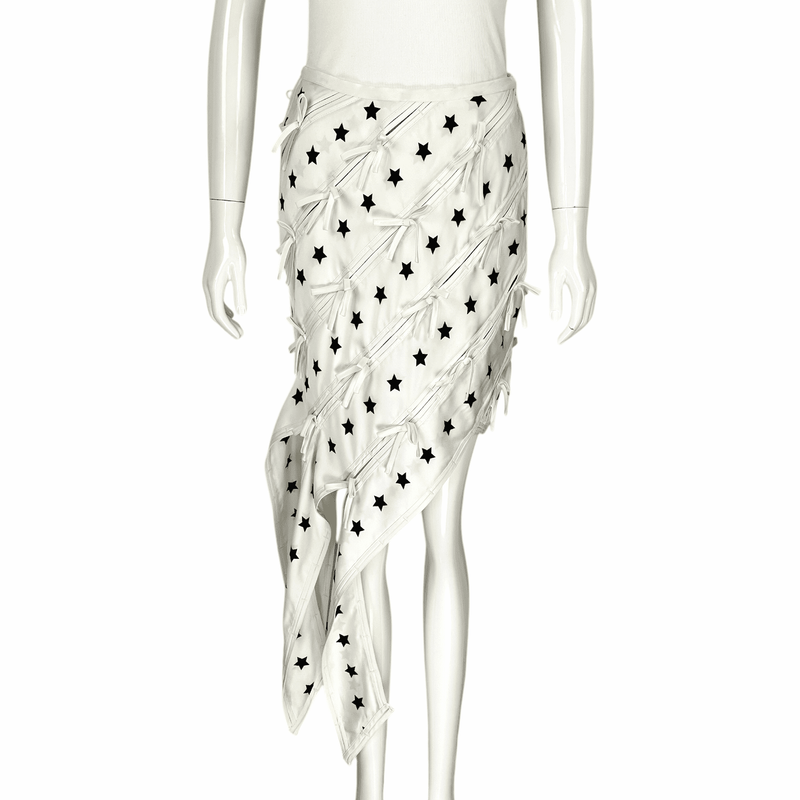 Self Port White Black Star Print Skirt S - 1