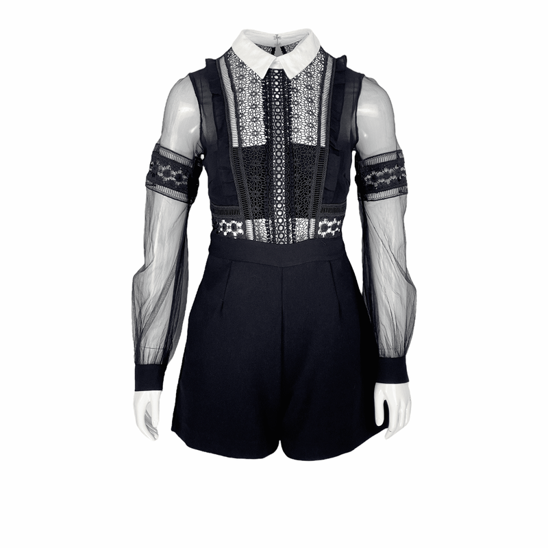 Self Portrait Black Lace Jumpsuit 6 - 1